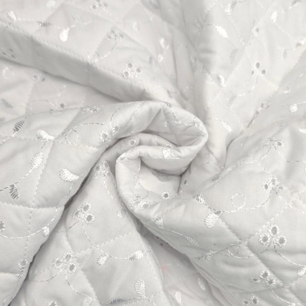 Quilted Broidery Anglaise - WHITE